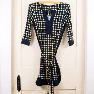 Ann Taylor Navy Dotted Tunic, Sz XS Petite